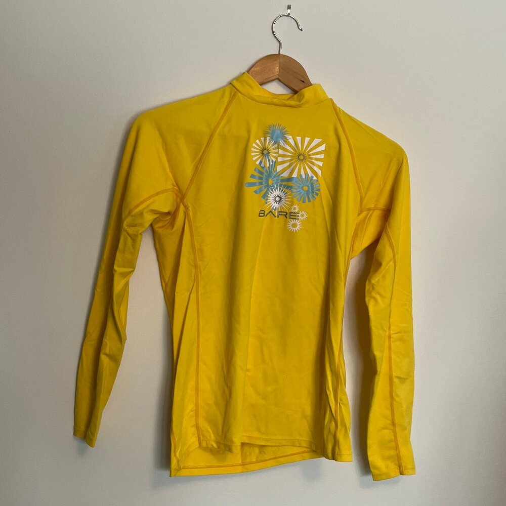 Bare. Sun Guard/ Rash Guard/ Swim Top. UPF 50. Bright Yellow. Size M. Womens.